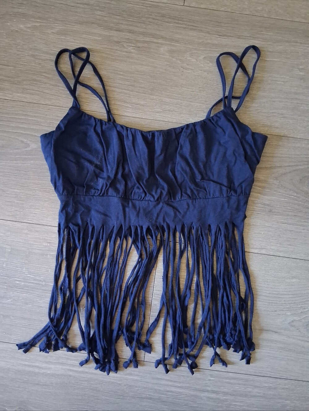 Betty Blue Navy Blue Fringe Tank Top